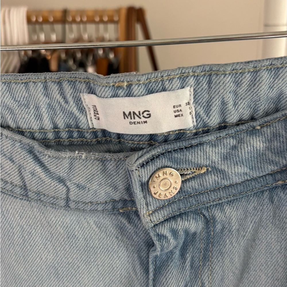 Mango Denim Light Wash Cargo Jeans - Picture 7 of 10